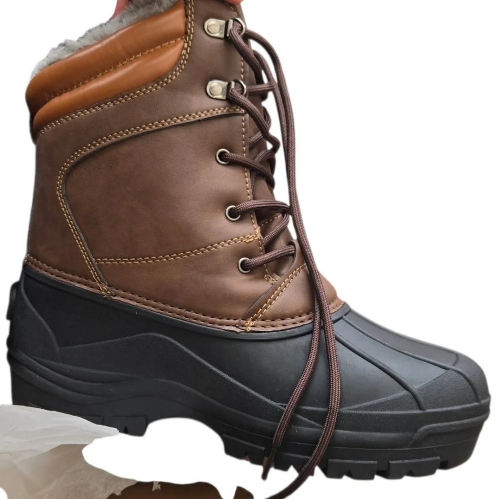 NIB Mishansha Men's Brown and Black Snow Boots Size 8